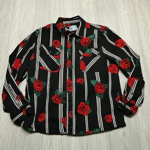 VINTAGE Fresh Prints of Bel Air Shirt Adult XL Rose Print Button Up Cotton - Picture 1 of 9