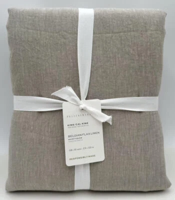 Pottery Barn Belgian Flax Linen KING Duvet Cover ~ Eucalyptus Green - Image 1 of 2