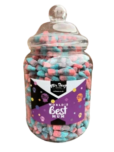 Worlds Best Mum Fizzy Blue Bottles Novelty Sweet Tub 1700gm - Picture 1 of 3
