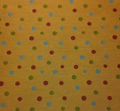 POLKA DOTS GOLD YELLOW GREEN BLUE CIRCLE HEAVY JACQUARD FABRIC BY THE YARD 54"W - Image 1 of 4
