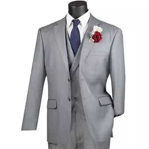 BIG & TALL Men's Gray 3 Piece Modern Fit Suit w/ Adjustable Waistband NWT - Picture 1 of 4