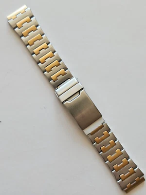 Correa de reloj de metal de 18 mm - 2 tonos / plata y oro - (hebilla de acero inoxidable) Foto 1 de 4