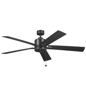 NEW Kichler Lucian II 60" Indoor Black Ceiling Fan Pull Chain NO LIGHT 330243SBK - Picture 1 of 2