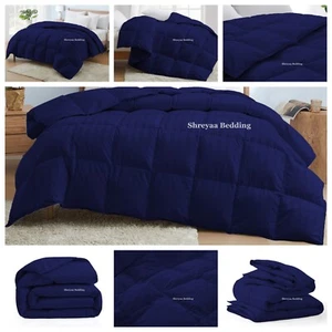 Best Navy Blue Striped Cal King Size Egyptian Cotton Down Alternative Comforter - Picture 1 of 17