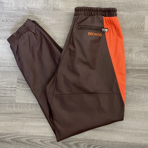 Cleveland Browns Men’s NFL 100% Genuine Leather Pants W/Lining Size Medium RARE Cover