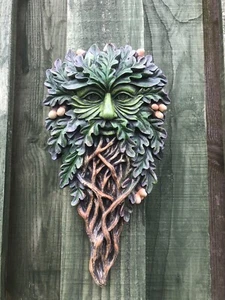 Plaque murale de jardin décorative chêne vert homme tout voyant neuve dans sa boîte 28 cm - Photo 1 sur 5