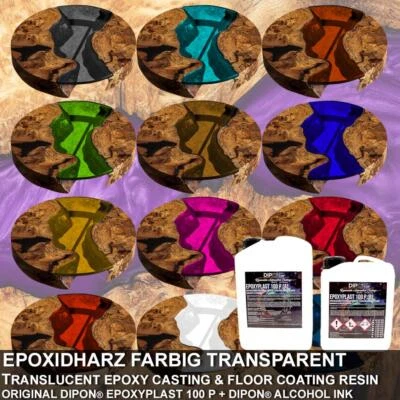 DIPON EPOXYPLAST Epoxidharz 2K EpoxyPlast Transparent farbig Gießharz Schmuck Rivertisch Epoxy