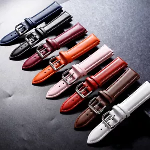 Black High Quality Men's Ladies Soft Leather Watch Band Strap 12mm-22mm - Picture 1 of 18
