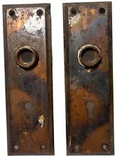 Lot Of 2 Japanned Art Deco Door Knob Back Plates With Keyhole 7 X 2.25” c