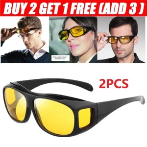 2PCS Polarized HD Night Driving Glasses Anti Glare Vision Sunglasses Unisex us~ - Picture 1 of 8