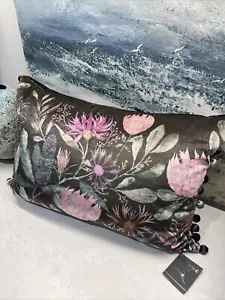 Voyage Maison Luxury Fortazela Cushion, Onyx (dark/grey/flowers) RRP £80 - Picture 1 of 10