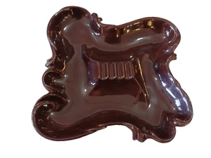 VINTAGE MCM CERAMIC ASHTRAY BROWN GLAZE 9" X 9" MANCAVE BOHO TIKI BAR  - Picture 1 of 8