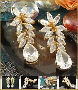 PENDIENTES EN ORO DE 18 Kt AMARILLO Y DIAMANTES DE CIRCONIO - Imagen 1 de 1