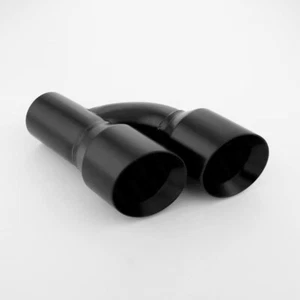 Stainless Steel 3" Inlet Exhaust Tip Black Dual 4" Out Angle Cut Staggered - Picture 1 of 7