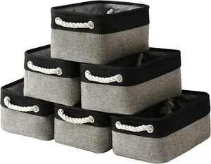 Storage Basket for Shelves - Small 6 Pack Fabric Storage Bins - Picture 1 of 4