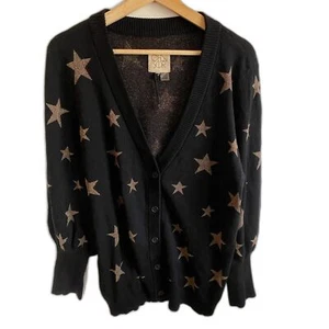 Chaser black and gold star button down cardigan with bishop sleeve size 3X - Picture 1 of 8