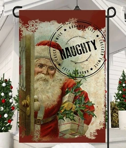 Papá Noel está mirando bandera de jardín traviesa * doble cara * calidad superior - Imagen 1 de 1