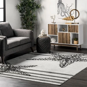 nuLOOM Minnie Coastal Starfish Area Rug in Beige Coastal Graphic Design - Picture 1 of 7