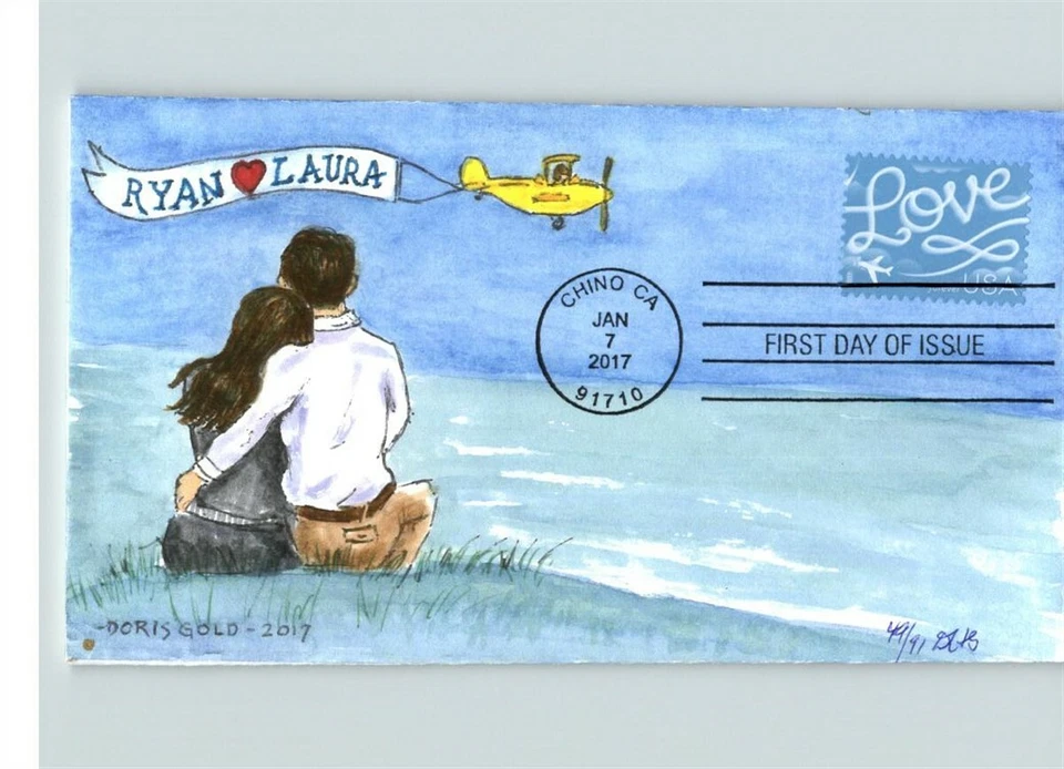 SKY WRITING, LOVE, 2017 First Day of Issue by Doris Gold + Enclosure - Image 1 of 1