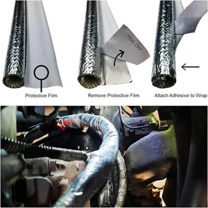 Self Adhesive Heat Shield Sleeve Reflective for Hoses, Wire Harnesses, Exhaust - Picture 1 of 9