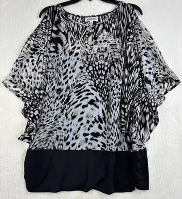 Blusa para mujer Jennifer Lopez manga corta forrada XL estampado animal hombro frío Foto 1 de 4
