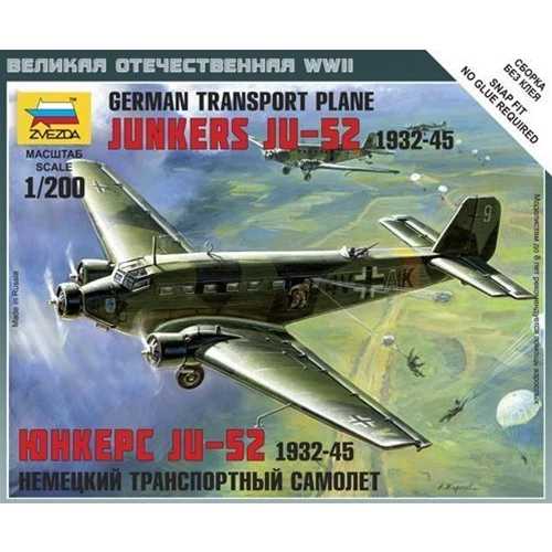 JUNKERS JU-52 GERMAN TRANSPORT PLANE KIT 1:200 Zvezda Kit Aerei Nouveau modèle - Photo 1/1
