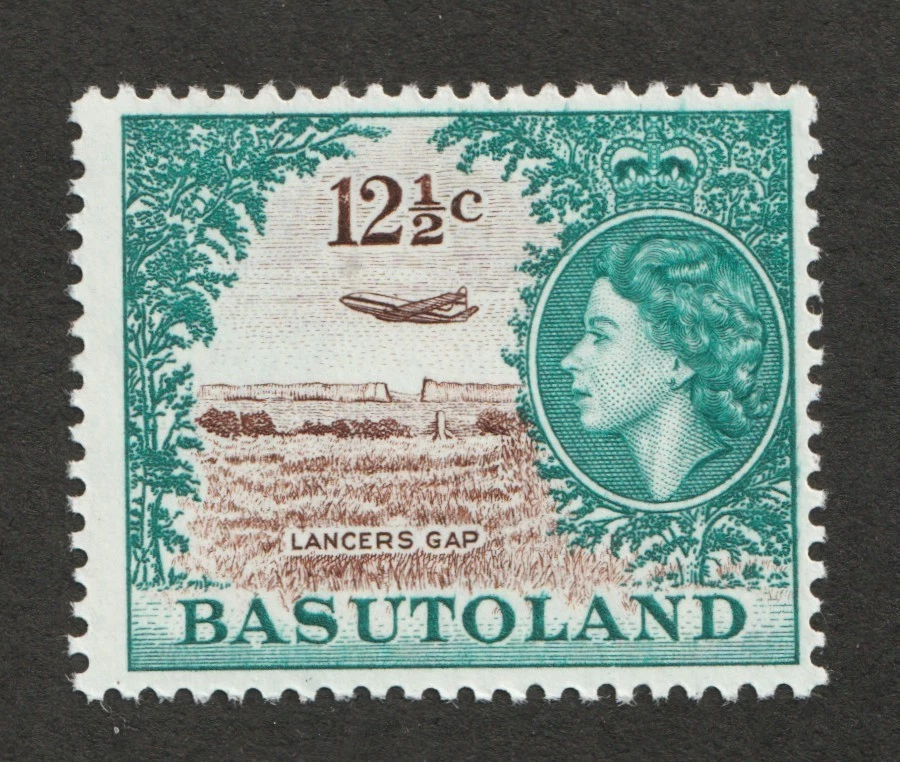 1962 Basutoland Sc# 79 - 12½ ¢, QEII, Lancer's Gap, Airplane. MNH Cv$25.00 - Image 1 of 1