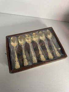 Vintage Set Of Tudor Rose Gold Plated Spoons In Original Casing - Bild 1 von 5