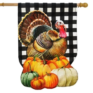 Briarwood Lane Harvest Turkey Burlap House Flag - Picture 1 of 4