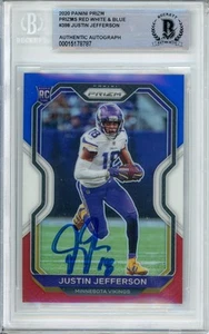 2020 Panini Prizm Red, White & Blue #398 Justin Jefferson RC Vikings BGS Auto 10 - Picture 1 of 7