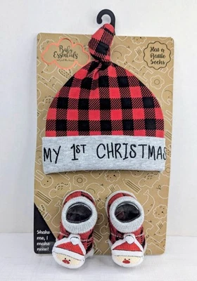 Chapéu de Natal Baby Essentials bebê e meias chocalho “Meu Primeiro Natal” NOVO - Imagem 1 de 4