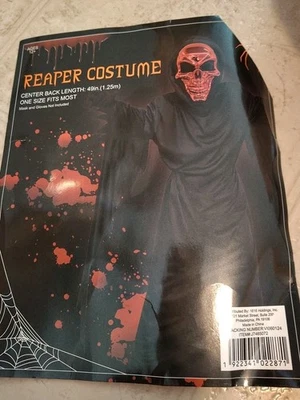 Grim Reaper Death Black Hooded Cloak Robe Only......Halloween Costume  - Image 1 of 4