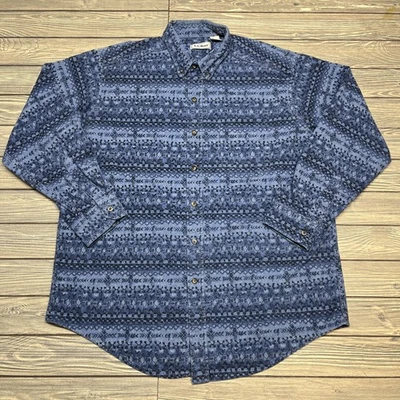 Vintage LL Beans Chamois Cloth Button Up Shirt Men Sz XL Blue Made in USA - Image 1 of 4