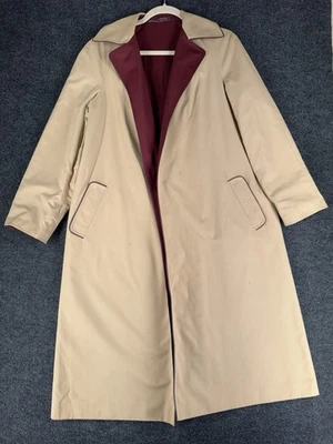 Vintage Etienne Aigner Trench Coat Belted Reversible Tan Red - Image 1 of 4