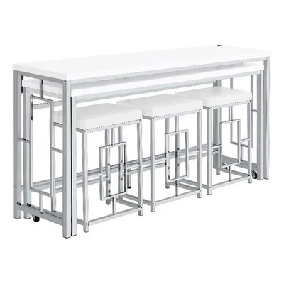 Набор из 5 деревянных столиков Coaster Jackson высотой стойки белый и хромированный - Изображение 1 из 4