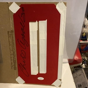 Chris Osgood Jersey Number 0 12" x 6 1/4 Autographed #30 Inscription JSA COA - Picture 1 of 4