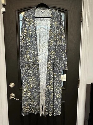 LulaRoe Cardigan Large New Lulu Roe Sarah Long Cardigan Blue Yellow Orange - Image 1 of 3