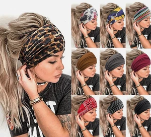 Fascia per capelli donna yoga larga donna elastica pieghevole fascia per capelli turbante sportivo fascia per testa - Foto 1 di 64