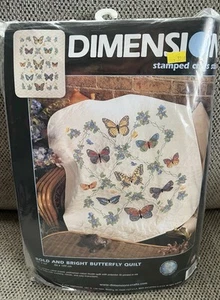 NEW Dimensions Bold & Bright Butterflies Quilt Kit Stamped Cross Stitch 3218 - Picture 1 of 3