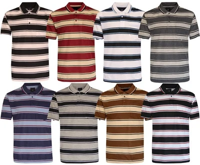 Camisa Polo a Rayas Manga Corta Hilo Teñido Piqué Verano Informal Top con Bolsillo Foto 1 de 3