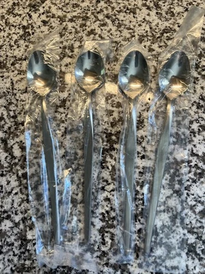 NORITAKE LINDEN 18/8 STAINLESS FLATWARE SET OF 4 ICED TEA SPOONS 7 1/8" NEW - Image 1 of 4