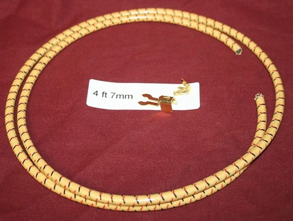 FLYWHEEL SUPPLY 4 ft 7mm Yellow Spark Plug Wire Fork End Hit & Miss Engine Ignition Terminal