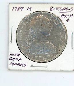 Spain - Carlos III 8 Reales 1787 FM Mexico / 26.90 gr silver BC 687 1 chop mark - Picture 1 of 4