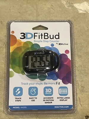 Podómetro contador de pasos simple FitBud 3D modelo A420S con cordón - negro Foto 1 de 4