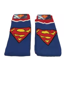 Calze Superman Logo DC Comics Novità Crew 2 paia scarpe per adulti taglia 6-12 nuove con etichette - Foto 1 di 4
