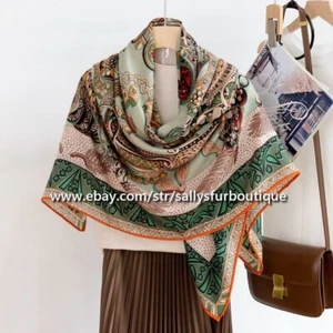 Sallys 70% Cashmere & 30% Silk Wrap Scarf Jewelry Print Double Face Shawl 53" - Picture 1 of 12