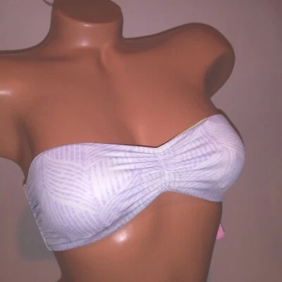 Victoria Secret Swim Bikini Top XS Purple Green Reversible Bandeau Braided Strap - Image 1 of 4