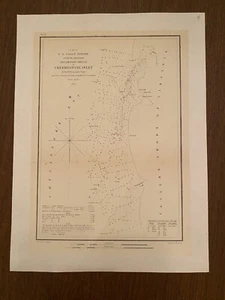 Rare 1853, US Survey Map, AD Bache. Cherrystone Inlet On The Shore Of Virginia - Picture 1 of 10