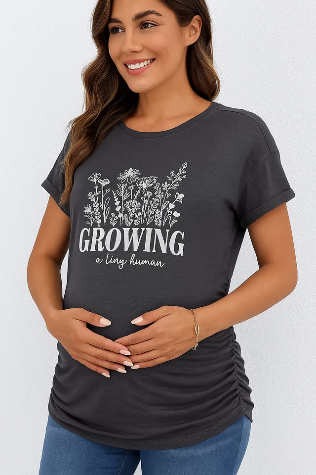 Short Sleeve V-neck Maternity Embroidery T - Shirt S - Image 1 of 1