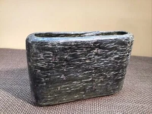 Vintage Hand Carved Natural ￼Silver/Gray Soapstone Narrow ￼Vase 6”x4”x1.5” - Picture 1 of 7